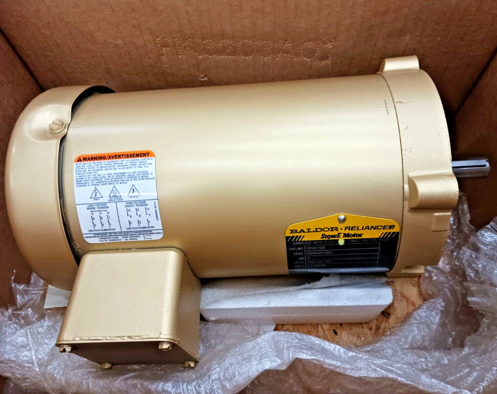 NEW BALDOR .5 HP SUPER-E AC ELECTRIC MOTOR 56C 208-230/460 VAC 1725 RPM OPEN