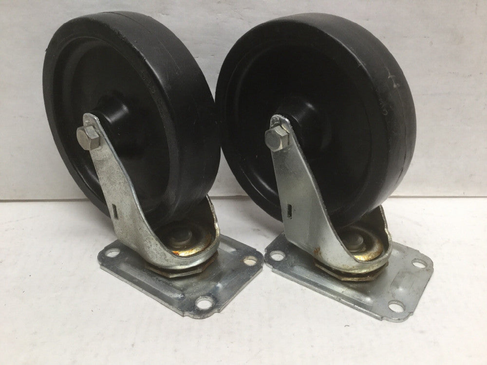 4X695 Swivel Plate Caster 5” Wheel Dia 280# Load Rating Non-locking (Lot of 2)