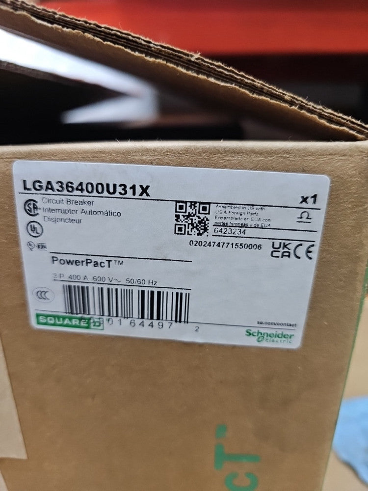 Square D LGA36400U31X ,3 Pole, 400A, 600 VAC, Circuit Breaker