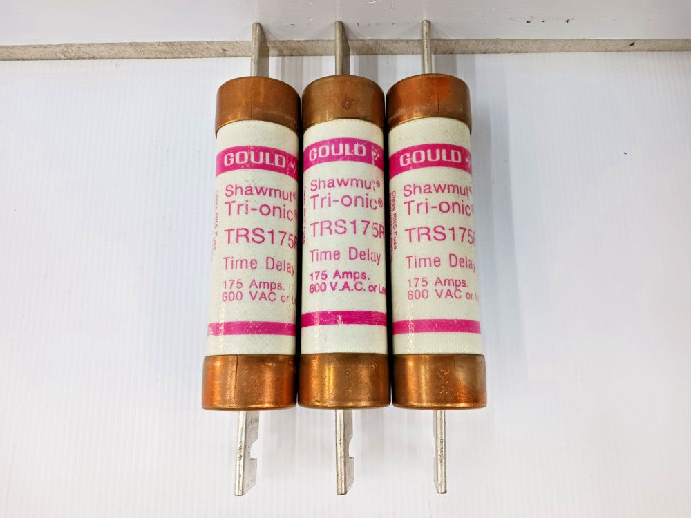 LOT OF THREE) GOULD SHAWMUT 175 AMP TIME-DELAY CLASS RK5 FUSE 600 VAC TRS175R