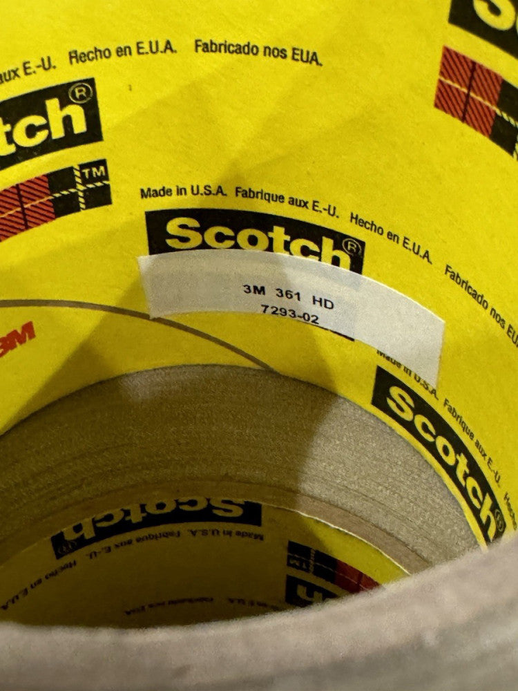 3M Scotch 3" x 60 yd Glass Cloth Tape 361 7293-0 High Temp 450F