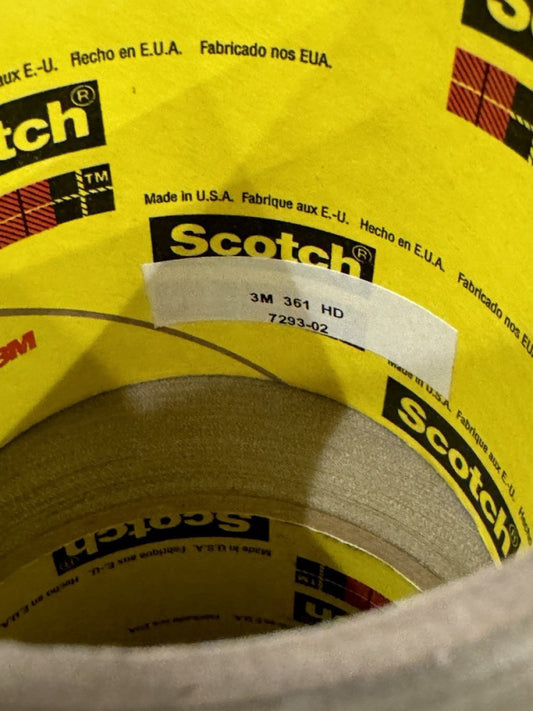 3M Scotch 3" x 60 yd Glass Cloth Tape 361 7293-0 High Temp 450F