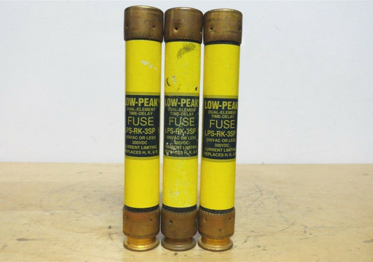 ( 3 ) - BUSSMANN - LPS-RK-3SP - 3A Low Peak Time Delay Fuse 600vac/300vdc - NEW
