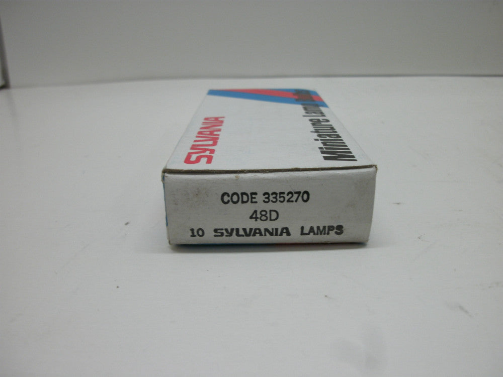 SYLVANIA 48D/48D3 INDICATOR LAMP INCAND 48V .021A SLIDE BASE 1-(LOT OF 10)NIB