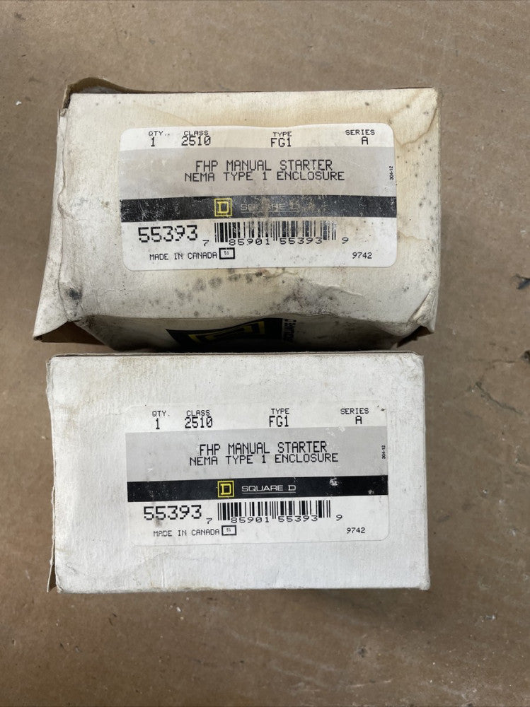 ( 1 ) Square D 2510FG1 FHP Manual Starter NEMA 1 55393 CLASS 2510 TYPE FG1 ~ NOS