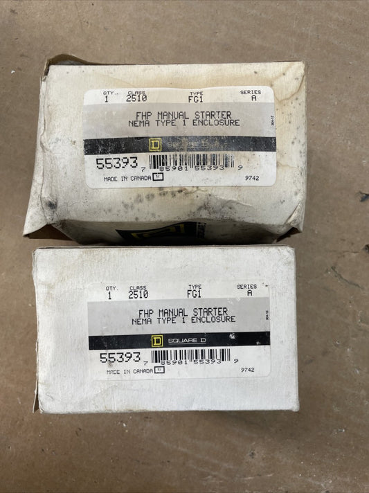 ( 1 ) Square D 2510FG1 FHP Manual Starter NEMA 1 55393 CLASS 2510 TYPE FG1 ~ NOS
