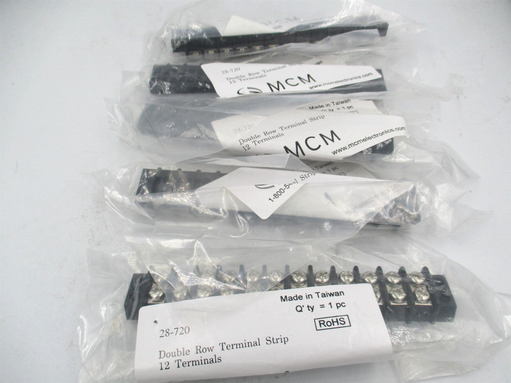 MCM 28-720 12 Contacts 7.5mm 14 AWG Screw Mount Standard Terminal Block - Qty 5