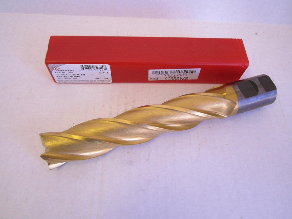 Cleveland (C32714) 1-1/4" x 1-1/4" x 6" x 8-1/2" OAL Cobalt TiN 4-Flute Endmill 