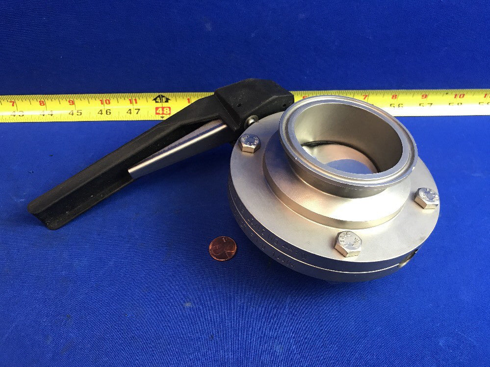 APV STAINLESS STEEL BUTTERFLY VALVE, 2-1/2" TRI-CLAMP CONNECT