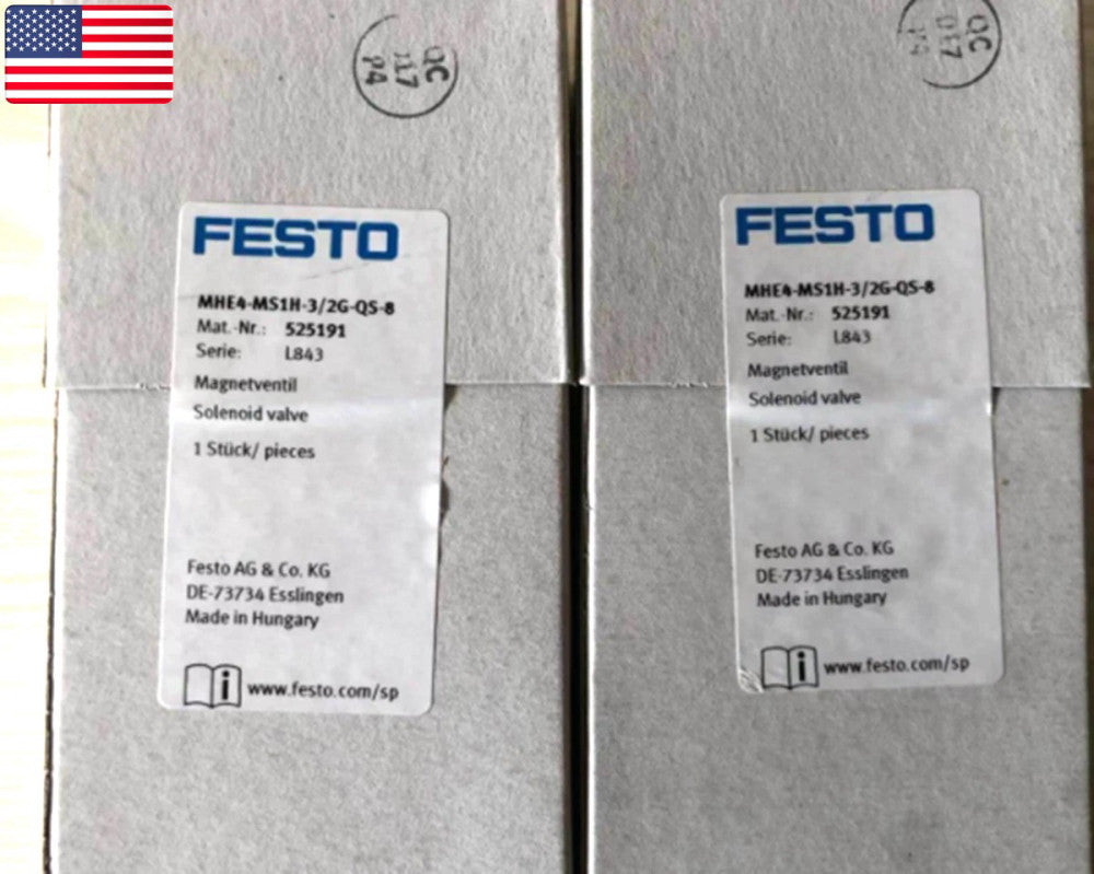 One Brand New Festo MHE4-MS1H-3/2G-QS-8 525191 Double Solenoid Valve - US Stock