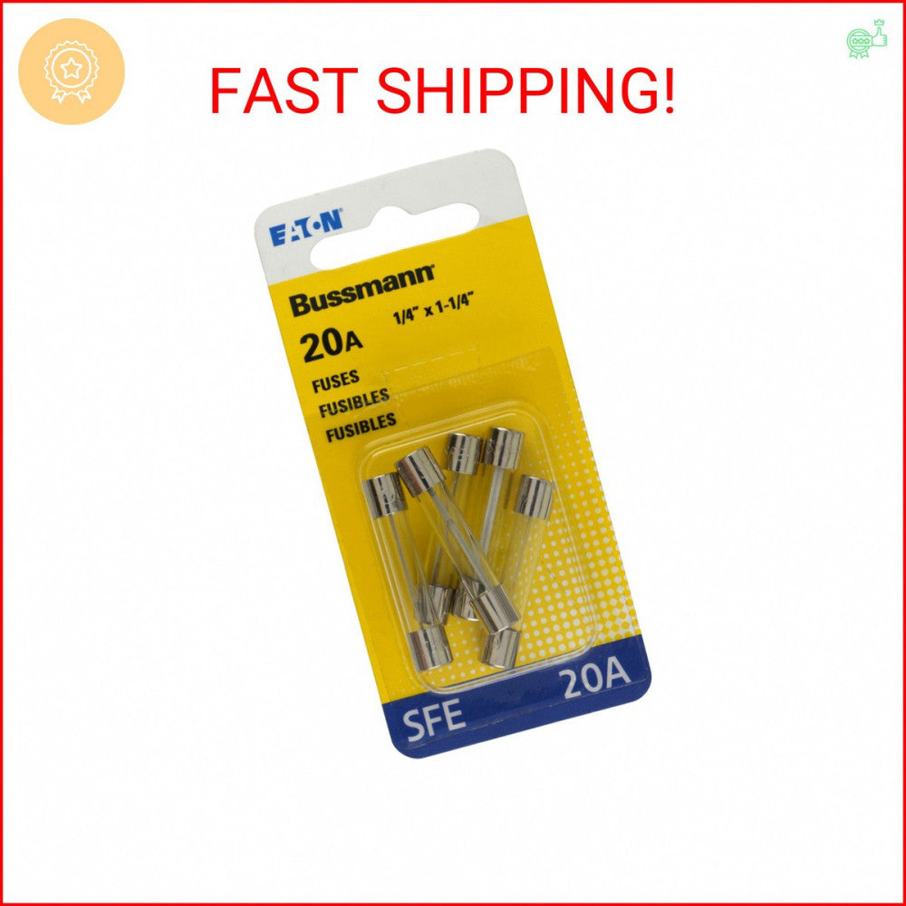 Bussmann BP/SFE-20 20 Amp Fast Acting Glass Tube Fuse