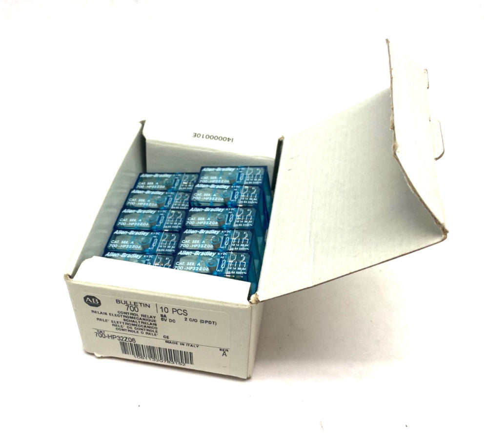 Allen Bradley 700-HP32Z06 Ser. A Control Relay 2 C/O (DPDT) 8A 6VDC BOX OF 10