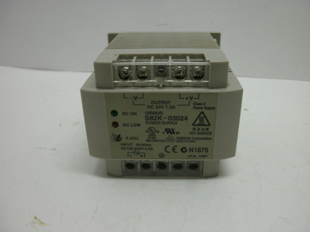 OMRON S82K-03024 POWER SUPPLY OUTPUT DC 24V 1.3A INPUT 100-240V 0.9A