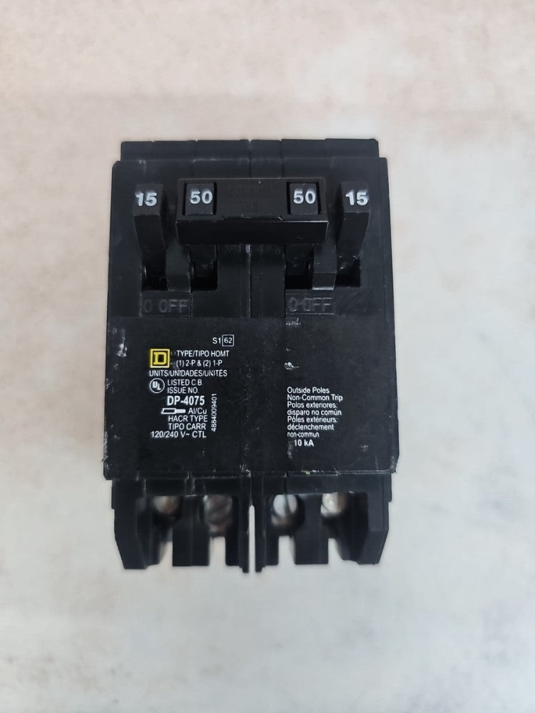 HOMT215250 Homeline Quad 2 Pole 15 Amp 50 Amp 120 240V AC Plug In Tandem Breaker