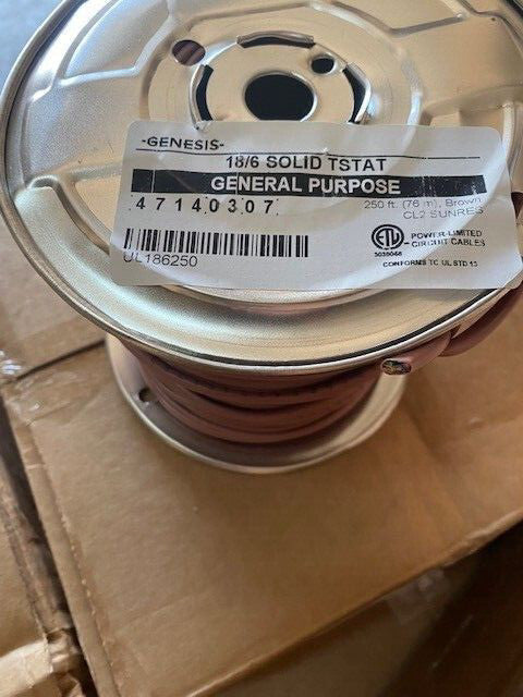 18/6 Thermostat Wire -  250' Non-Plenum Rated Roll 47140307 (NEW)