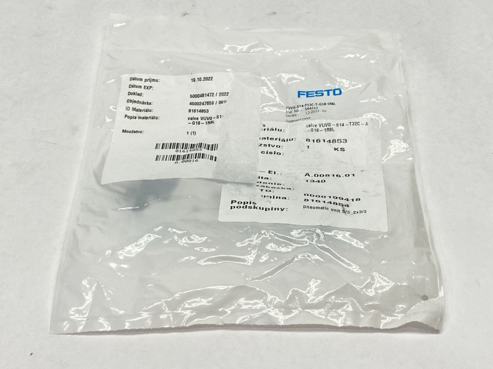 Festo VUVG-S14-P53C-T-G18-1R8L Pneumatic Solenoid Valve 564212