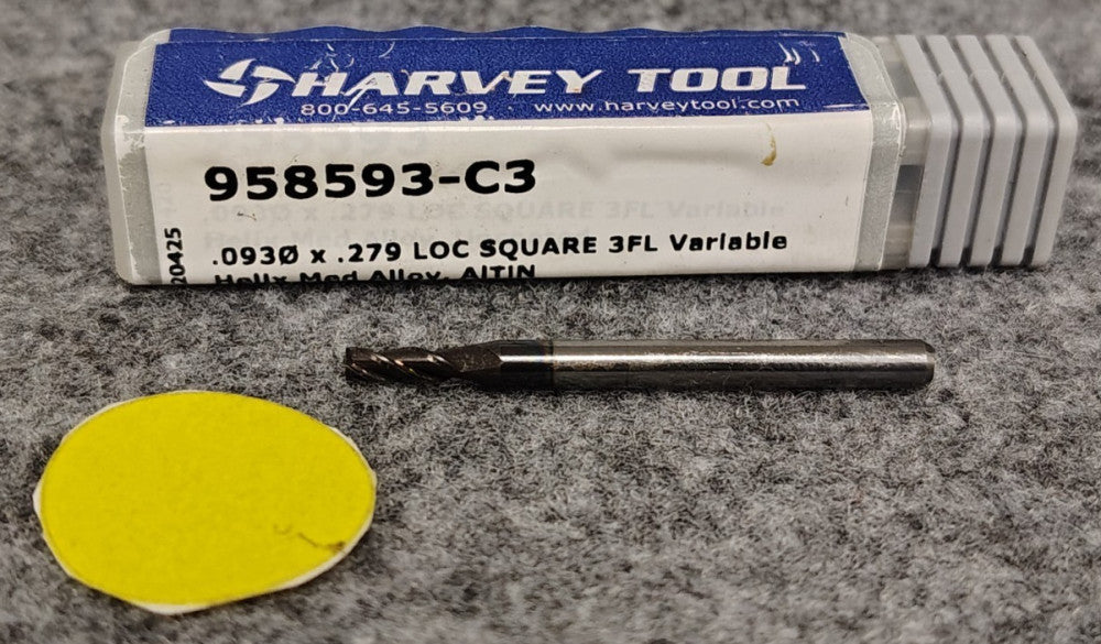 HARVEY TOOL 3FL HELIX ENDMILL 1-1/2" OAL CARBIDE MATERIAL 958593-C3