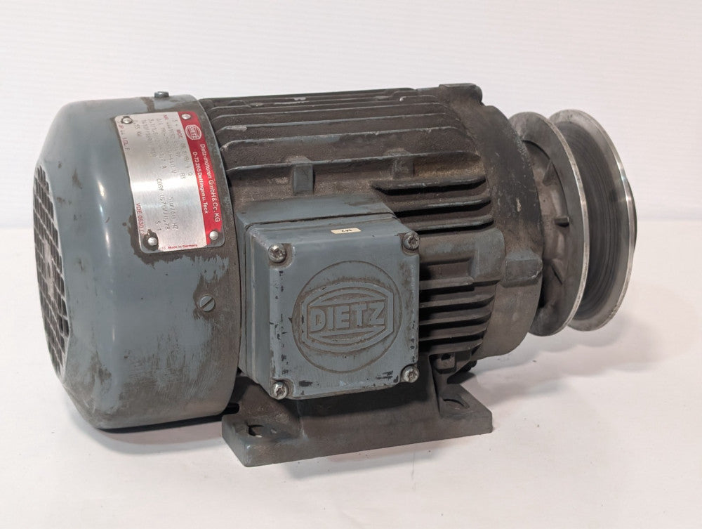 Dietz DR80B/4 Q 3ph AC motor, 0.55kW, 1410/1690 RPM, 190-255/330-440V w/pulley