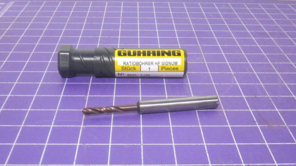 Guhring 3.10 mm 140° Carbide Coolant Through Screw Machine Length Drill Bit