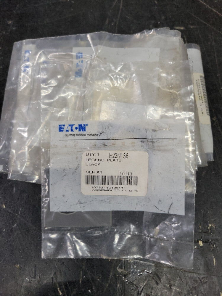 New! EATON E22NL36 LEGEND PLATE BLACK