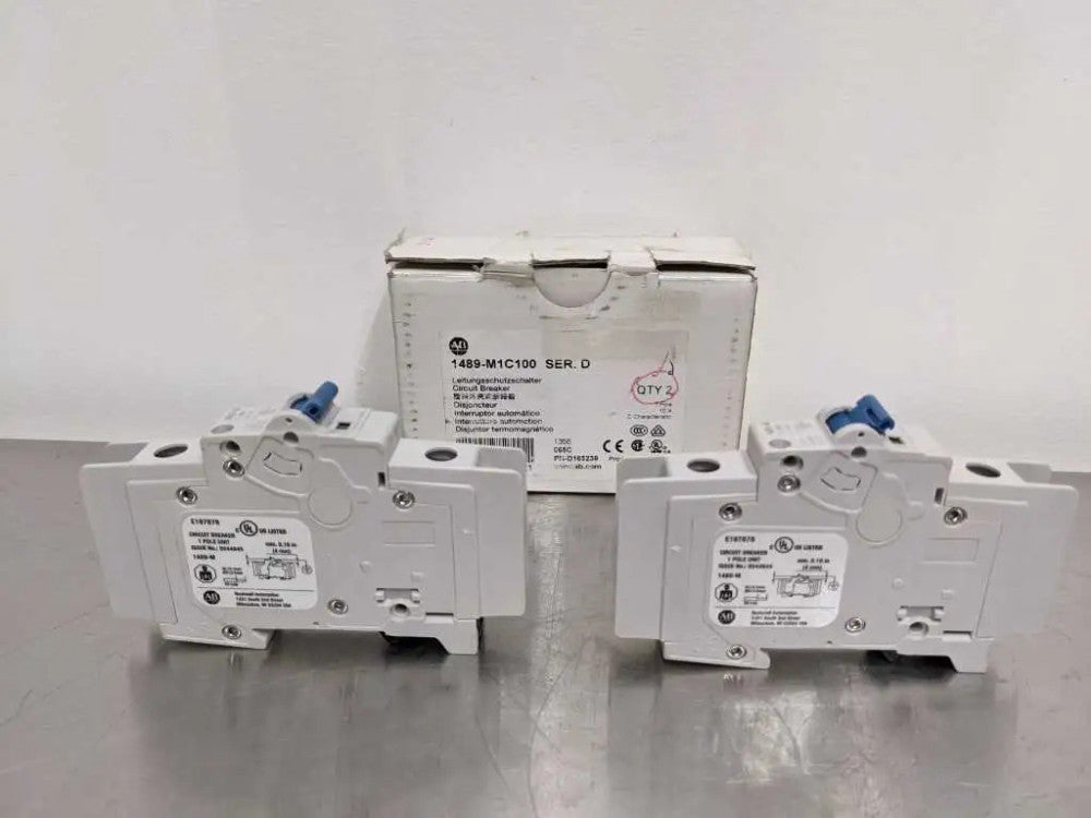 2 Pack Allen-Bradley 1489-M1C100 Circuit Breaker Ser D
