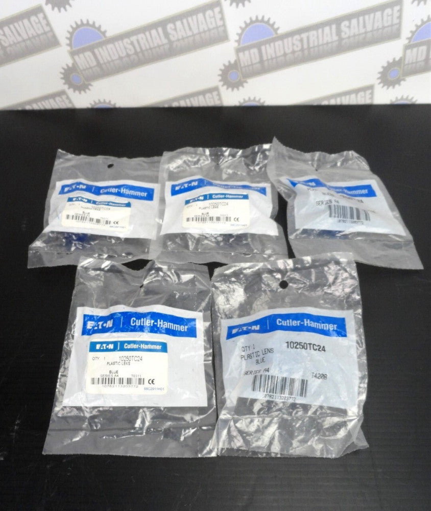 (Lot of 5) EATON - 1025TC24 Blue Plastic Lens, Pres Test Pushbutton (NEW in BAG)