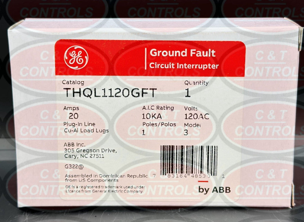 GE THQL1120GFT 1P 20A Plug In Ground Fault Circuit Breaker New In Box USA Stock