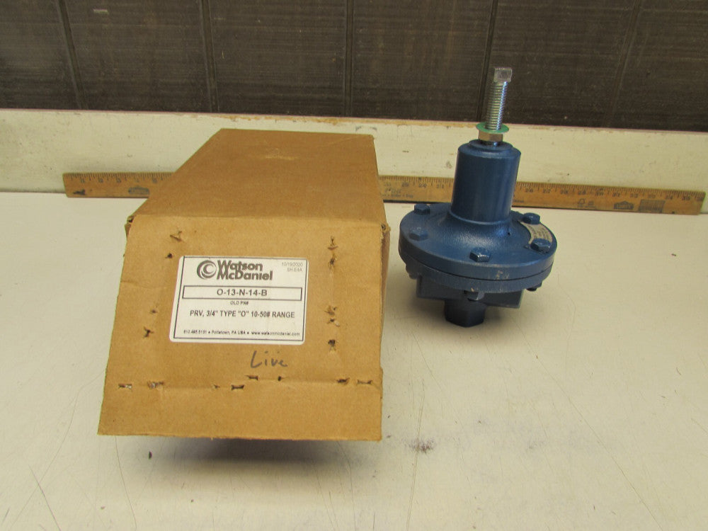 NEW! WATSON McDANIEL O-13-N-14-B, PRESSURE REDUCING VALVE, 10-50 PSI, 3/4" npt