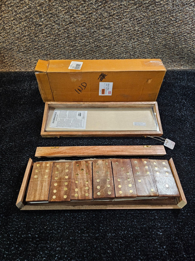 Dominoes Box, Wood 18722-02 19 x 6 Brown, Rectangle, Solid