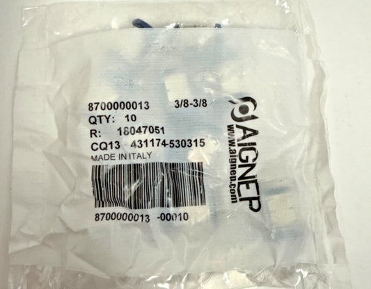 10-Pack Aignep 8700000013 3/8 O/D x 3/8 NPT Push In Fitting Stainless