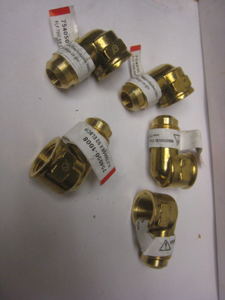5 yes 5 piece lot Pipe Reducing Elbow Brass 5/8" x 1/2" 754050-1008