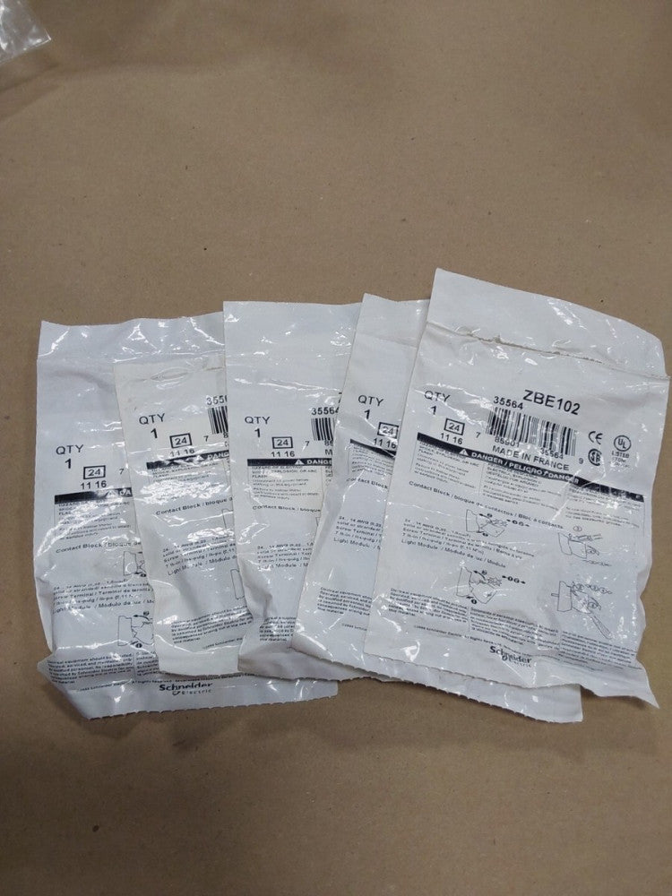 Schneider Electric ZBE102 Contact Block, Lot Of 5