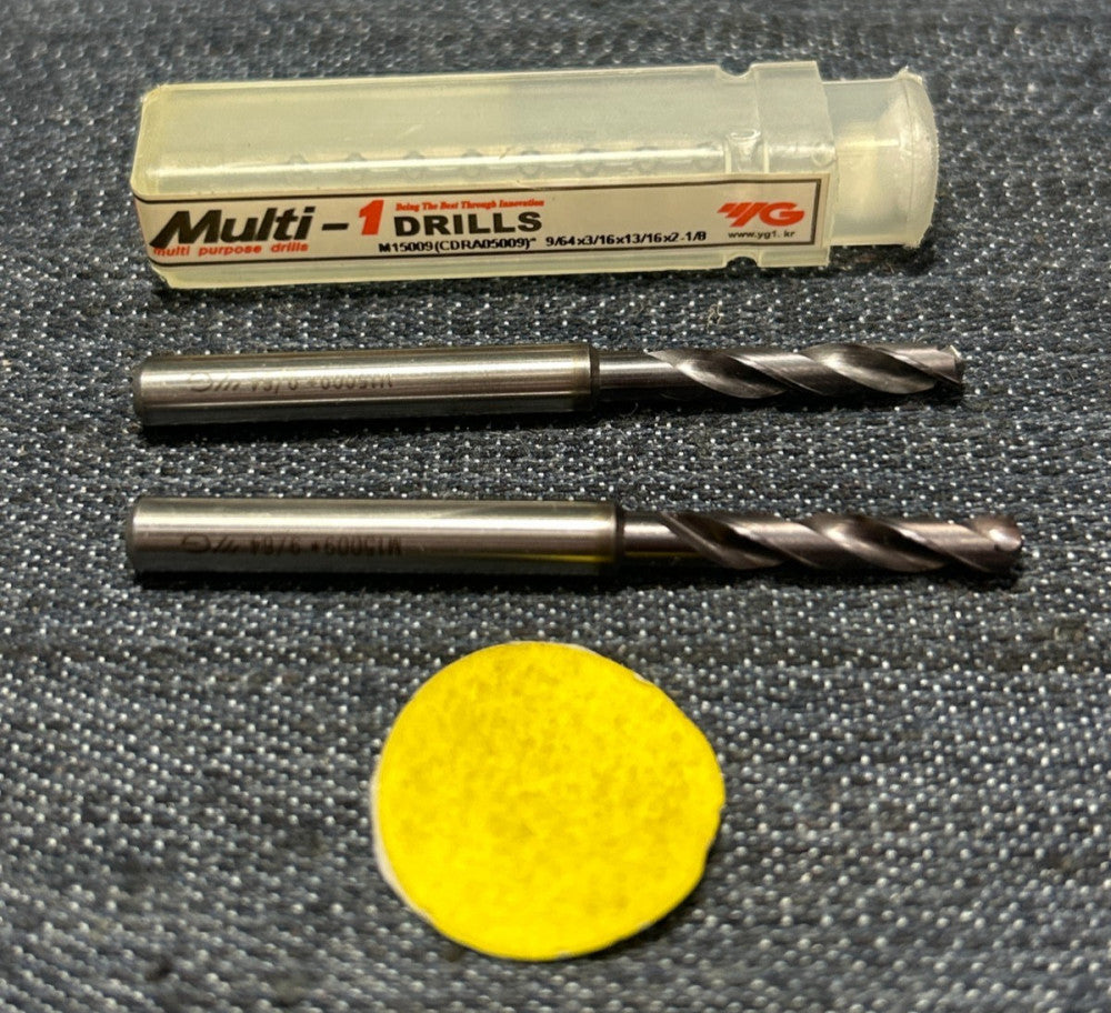 YG-1 MULTI-1 2 FLUTE  DRILL BIT M15009  9/64" DIAMETER   LOT OF 2