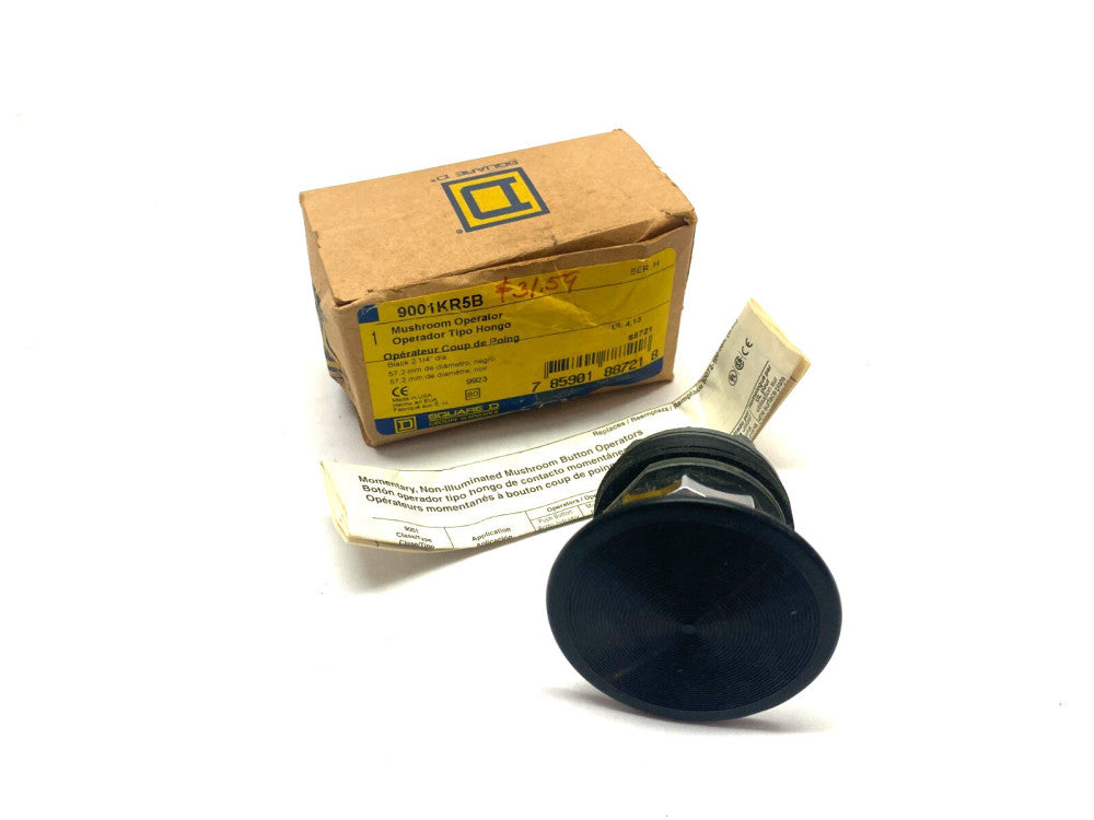 Square D 9001KR5B Mushroom Head Operator Pushbutton Black 2-1/4" Dia.