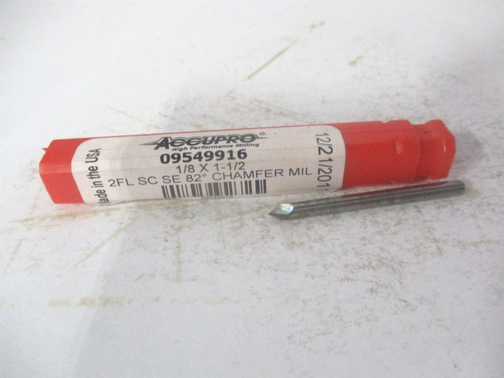 (921250082) 1/8" x 1/8" x 1-1/2" OAL 2-Fl RH Solid Carbide Chamfer Mill 