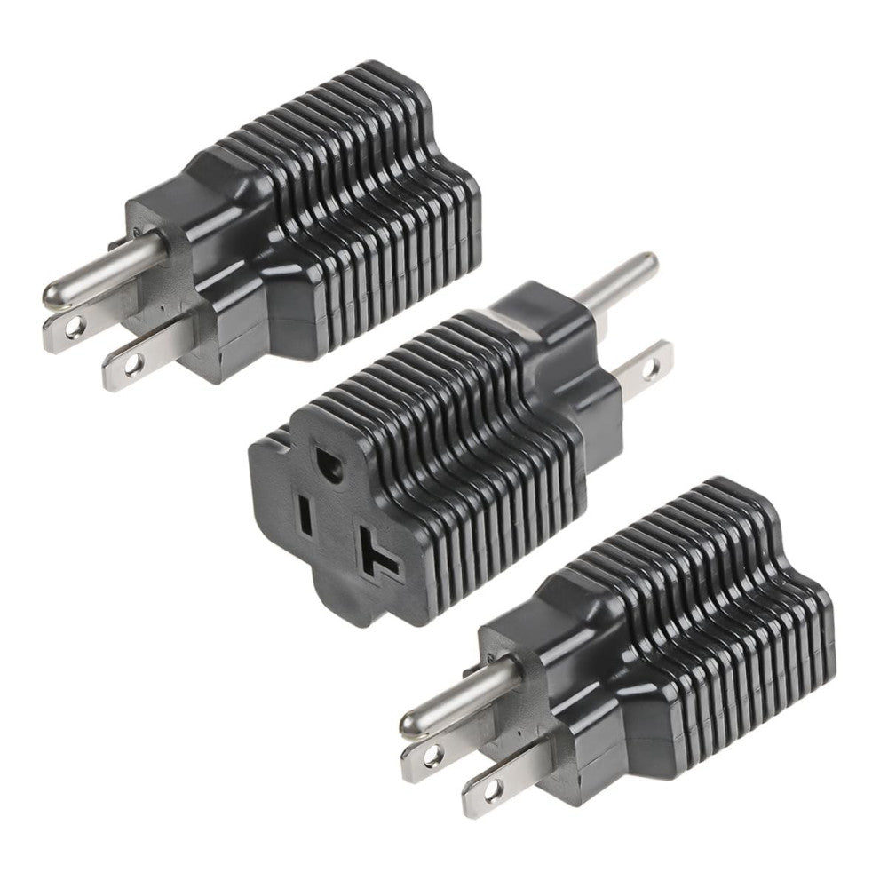 3 Pack NEMA 5-15P to 5-15/20R Adapter, 15 Amp Male to 20 Amp Female Plug Outlet,