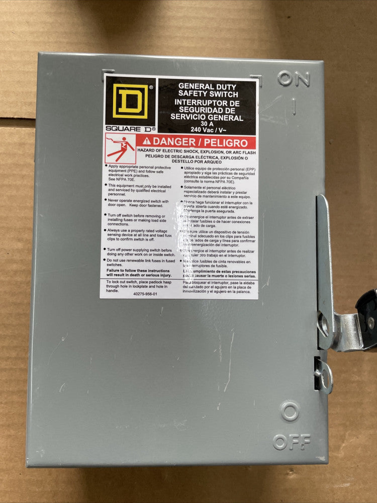 NEW NO BOX Square D DU321 30 A 240 V General Duty Safety Switch