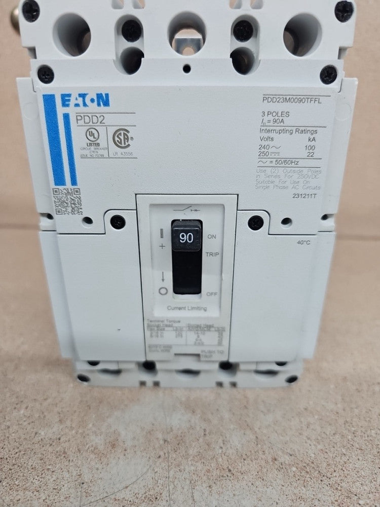 New Take Out Eaton PDG23M0090TFFL 90 Amp  3 Pole Power Defense Circuit Breaker