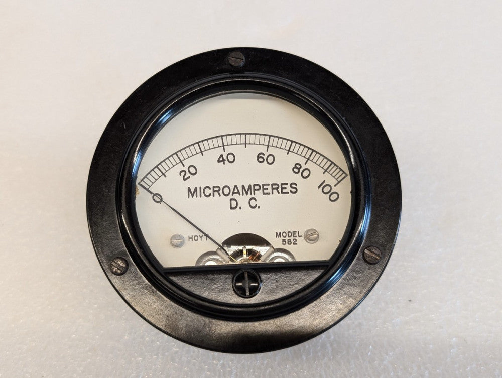 Hoyt 582 D-2146P 0-100 DC Microampere Panel Meter, Tested Very Accurate, W/Video