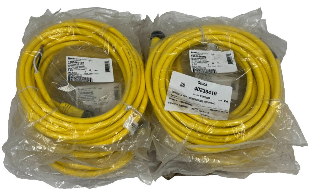 LOT OF 10 NEW BRAD CONNECTIVITY 1300060102 SENSOR CABLES 20FT 40748
