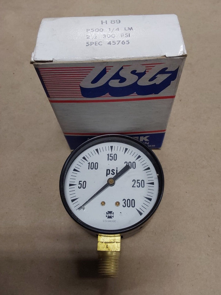 NEW 2 1/2" USG P-500 0-300psi Pressure Gauge