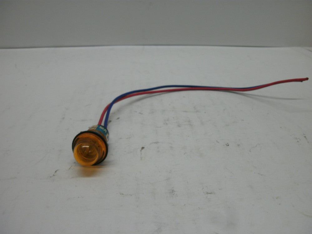 SATO PARTS 110V PANEL INDICATOR LIGHT AMBER W/8" WIRE LEADS ROUND