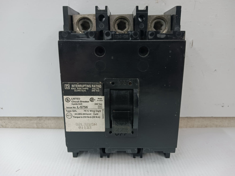 Square D 225 Amp Circuit Breaker 3 Pole 240 VAC Q2L3225H