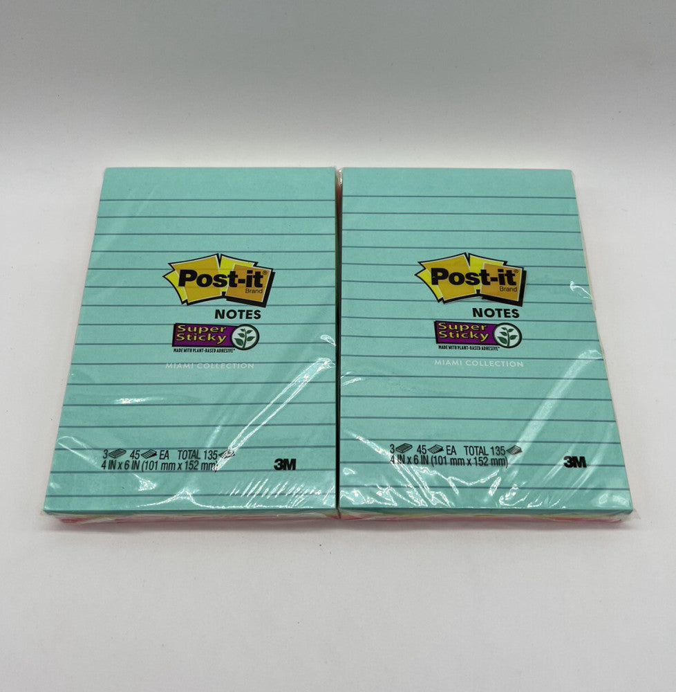 2x - 3 Pads 4 X 6 Super Sticky POST-IT notes Bright Colors Large New