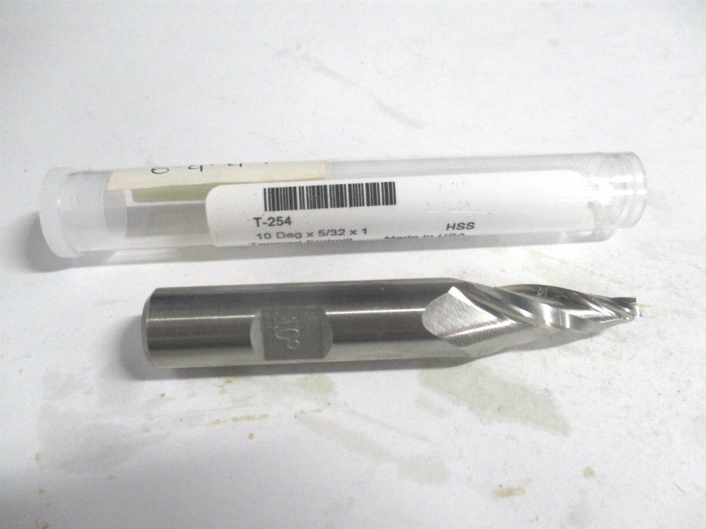 (T-254) 5/32" x 1" x 1/2" x 3-1/8" OAL 3-Flute HSS Tapered Square End Mill 