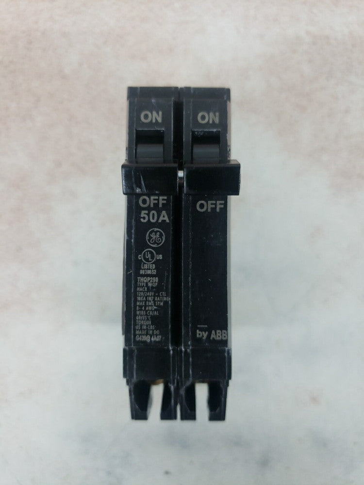 1) NEW General Electric THQP250 Circuit Breaker, 2-Pole 50-Amp Thin Series