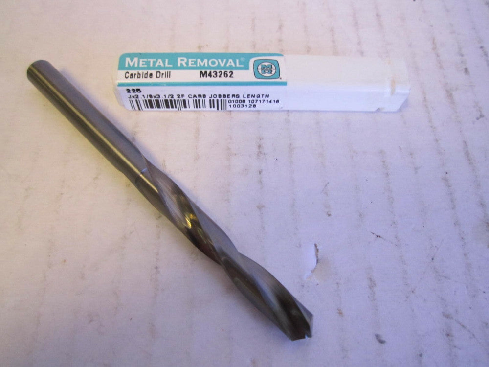 Metal Removal (M43262) J x 2-1/8 x 3-1/2 Carbide 2-Flute Jobber Length Drill Bit