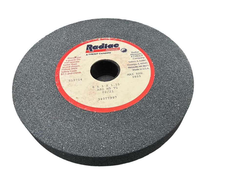 Radiac  8 X 1 X 1.25 A80M M5 V1 Grinding Wheel  Max RPM 3605 !