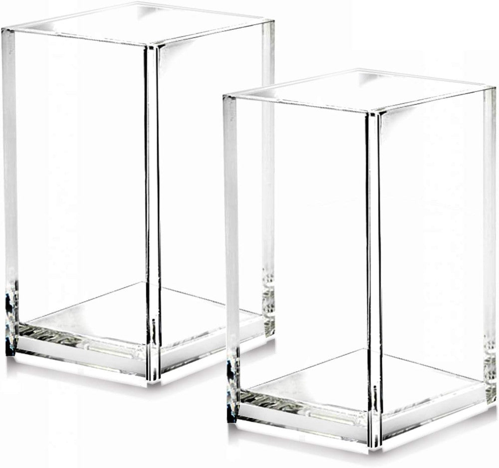 2 Pack Clear Acrylic Pencil Pen Holder Cup,Desk Accessories Holder,Makeup Brush 