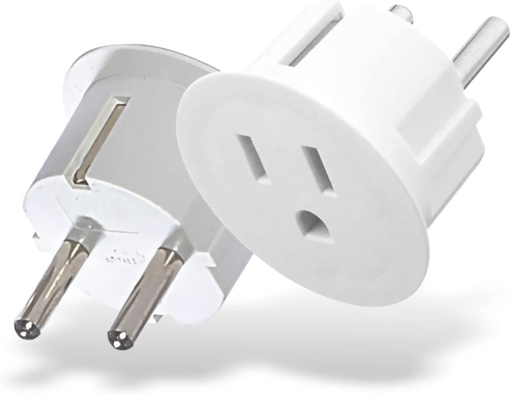 OREI American USA To European plug adapter – Type E/F schuko 2 Pack, White 